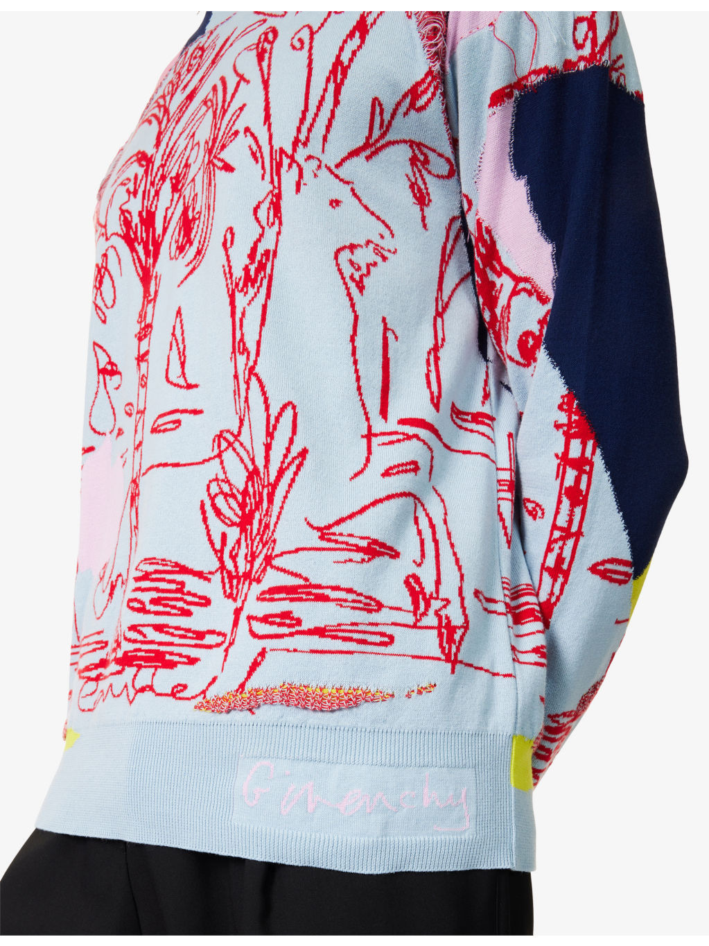 Doodle-Intarsia Crew-Neck Cotton Knitted Jumper - 5