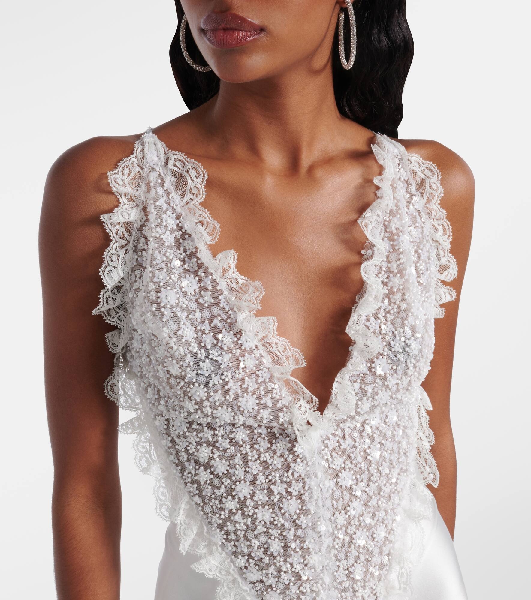 Bridal embellished silk satin gown - 4