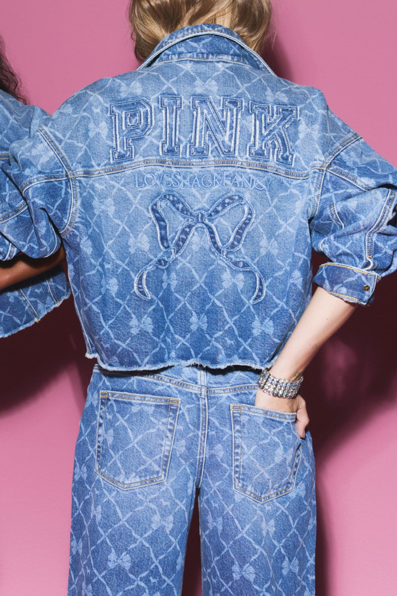 LoveShackFancy PINK x LoveShackFancy Cropped Denim Jacket outlook