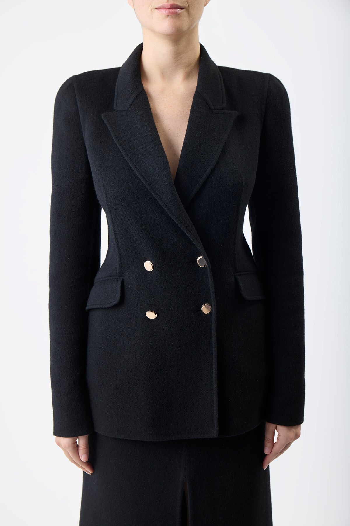 Lloyd Blazer in Black Double-Face Recycled Cashmere - 6