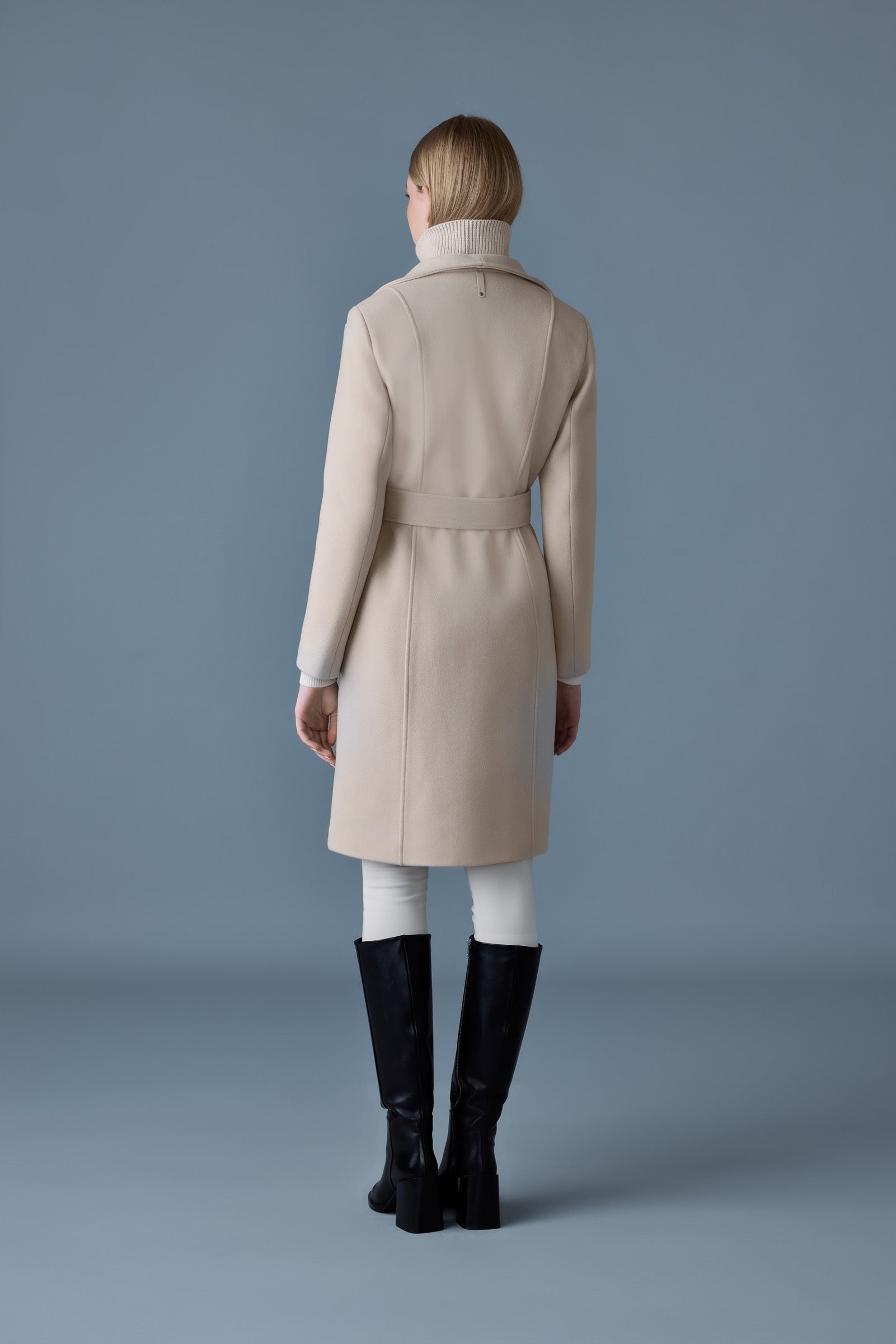 NORITA 2-in-1 double face wool coat with sash - 4