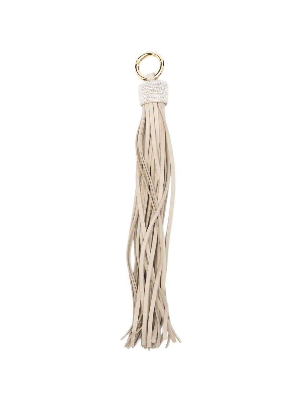 bead-embellished leather tassel keyring - 1