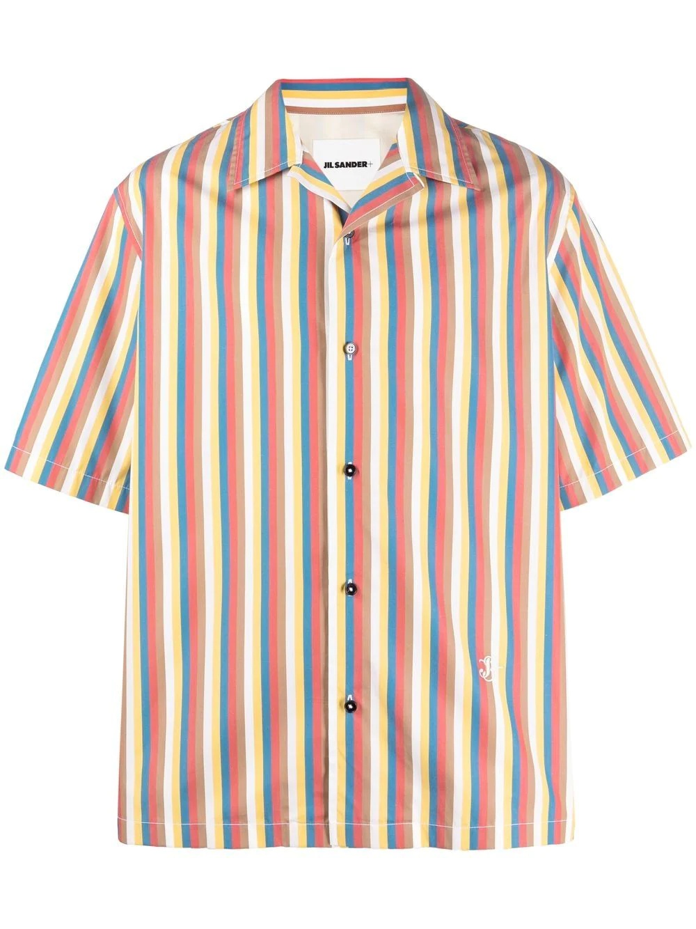 stripe-print short-sleeved shirt - 1