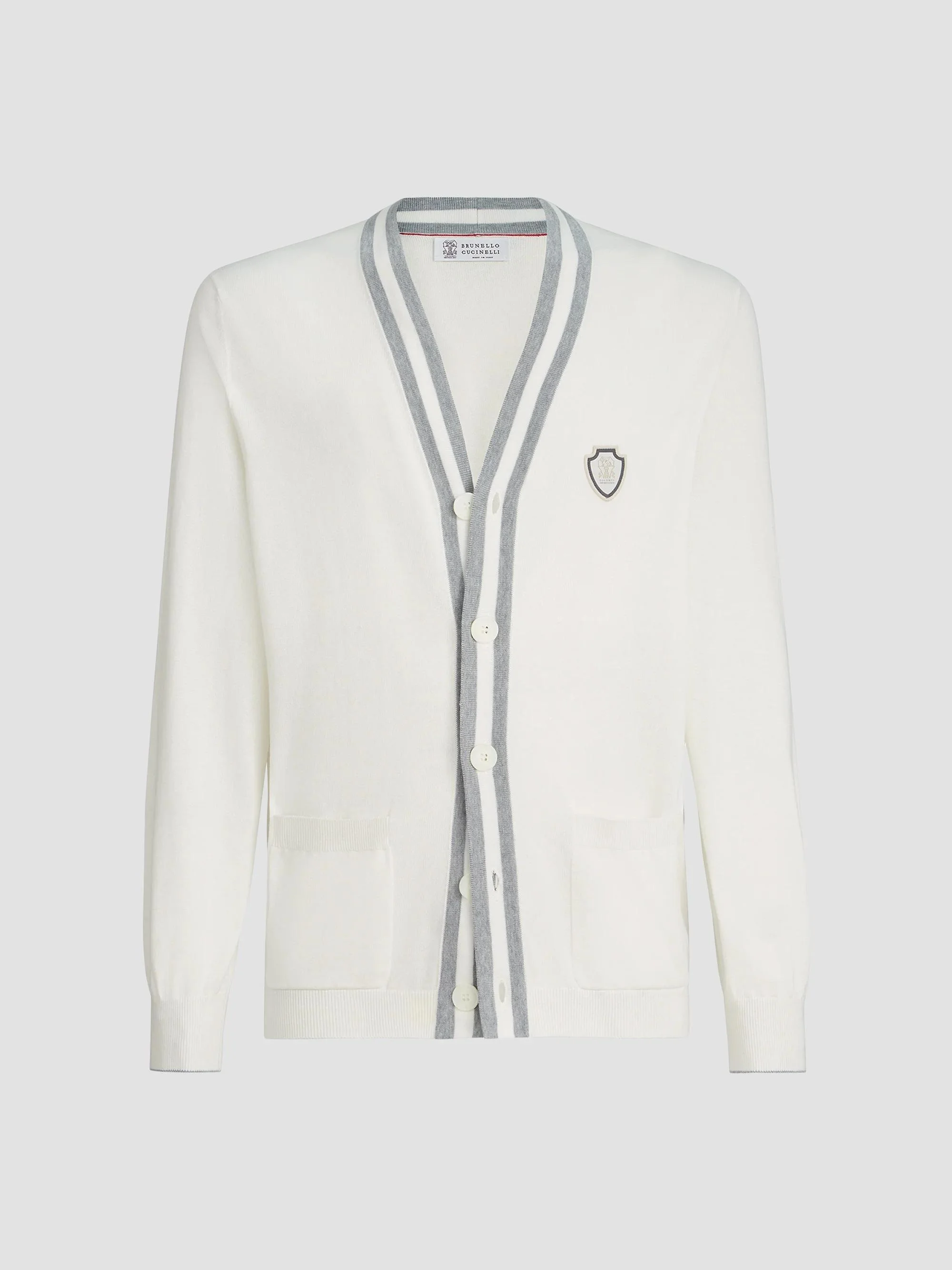 Men's Cotton Cardigan with Logo - White - 1