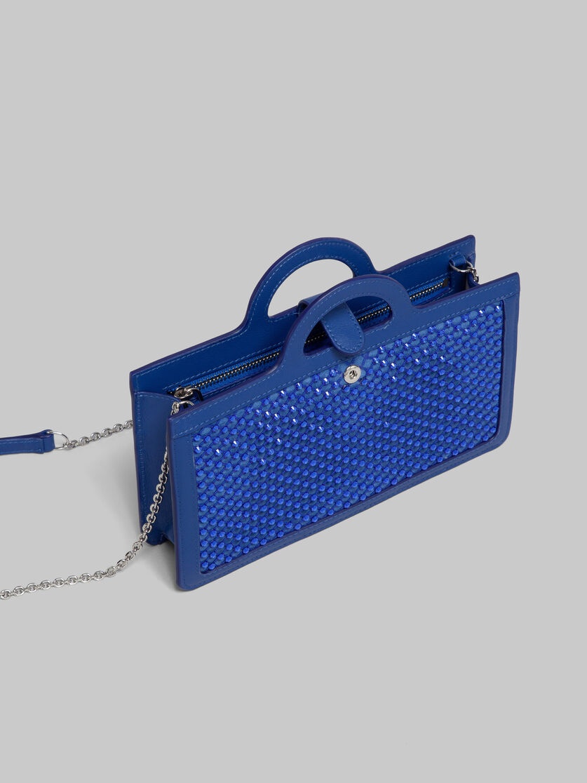 BLUE RHINESTONE TROPICALIA LONG WALLET WITH CHAIN STRAP - 4