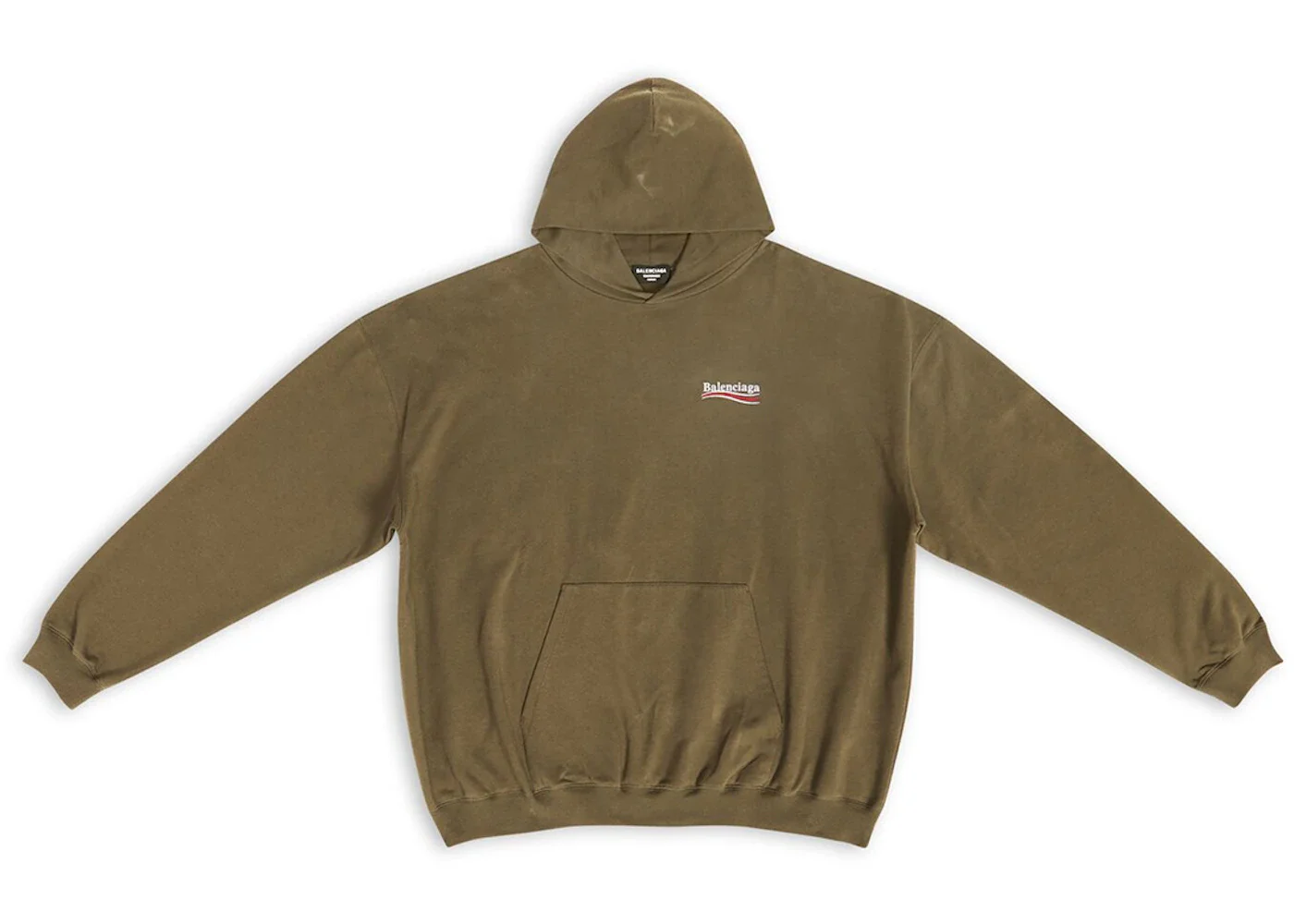 Balenciaga Men's Political Campaign Large Fit Hoodie Kaki - 1