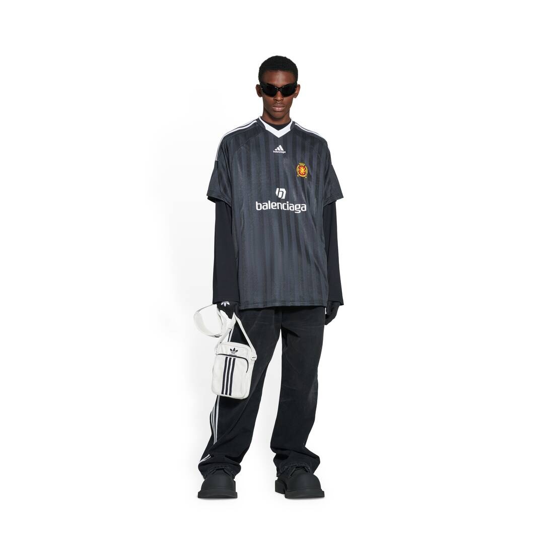Men's Balenciaga / Adidas Small Crossbody Messenger Bag in White - 2