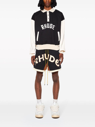 Rhude logo-embroidered cotton-blend polo shirt outlook