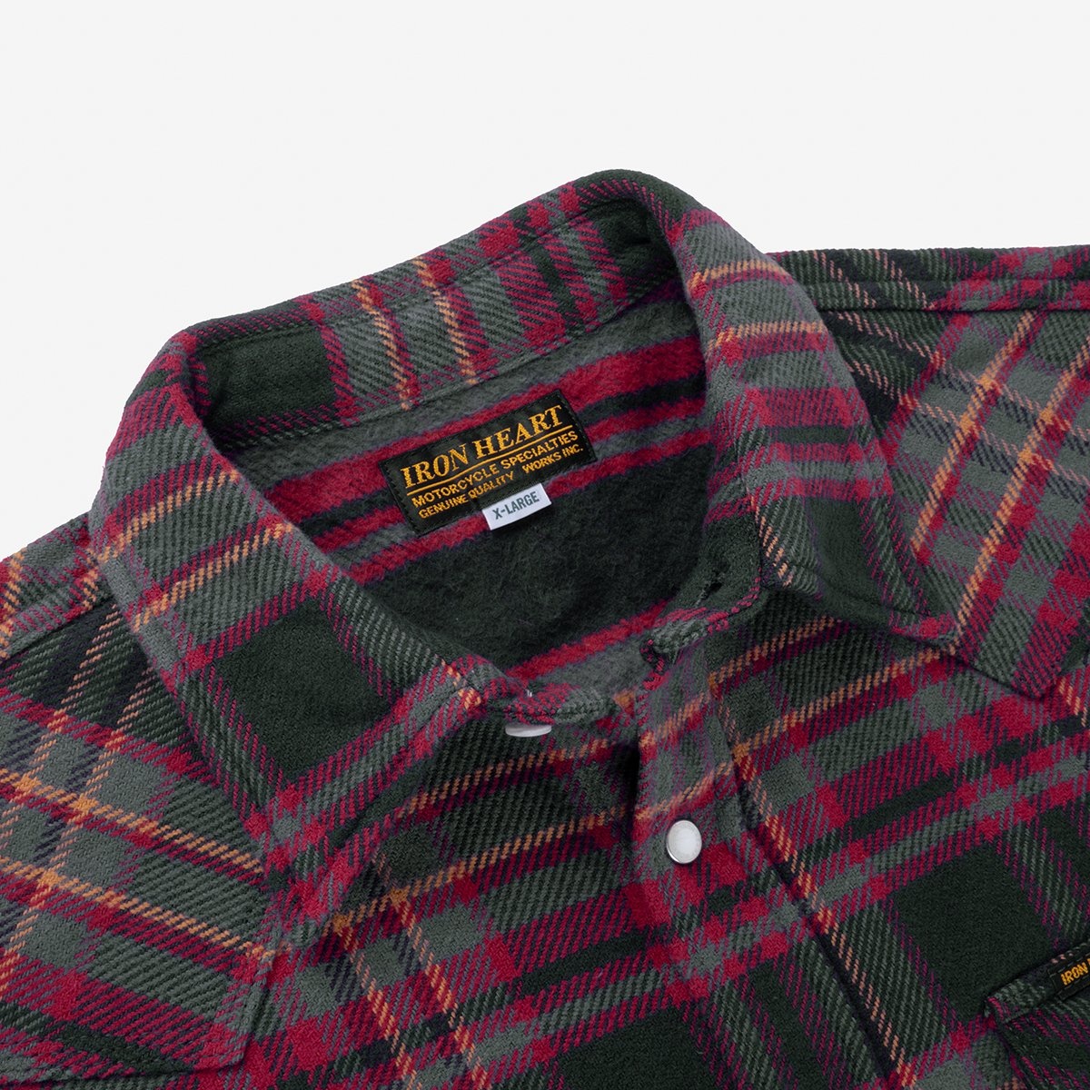 IHSH-403-GRY 11oz Ultra Heavy Flannel Line Check Western Shirt - Grey - 8