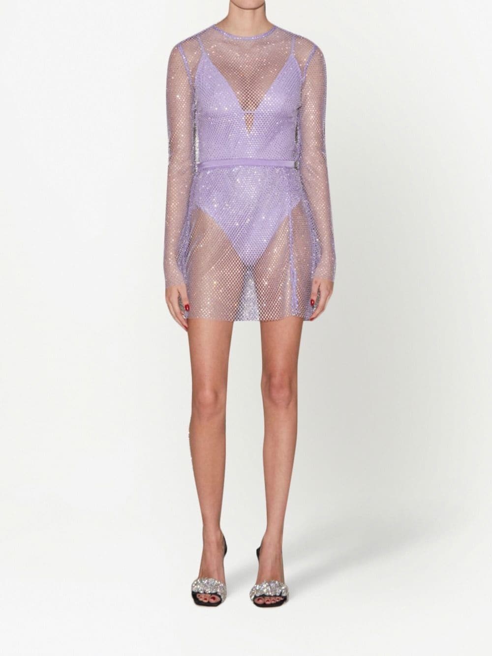 crystal-embellished fishnet skirt - 3