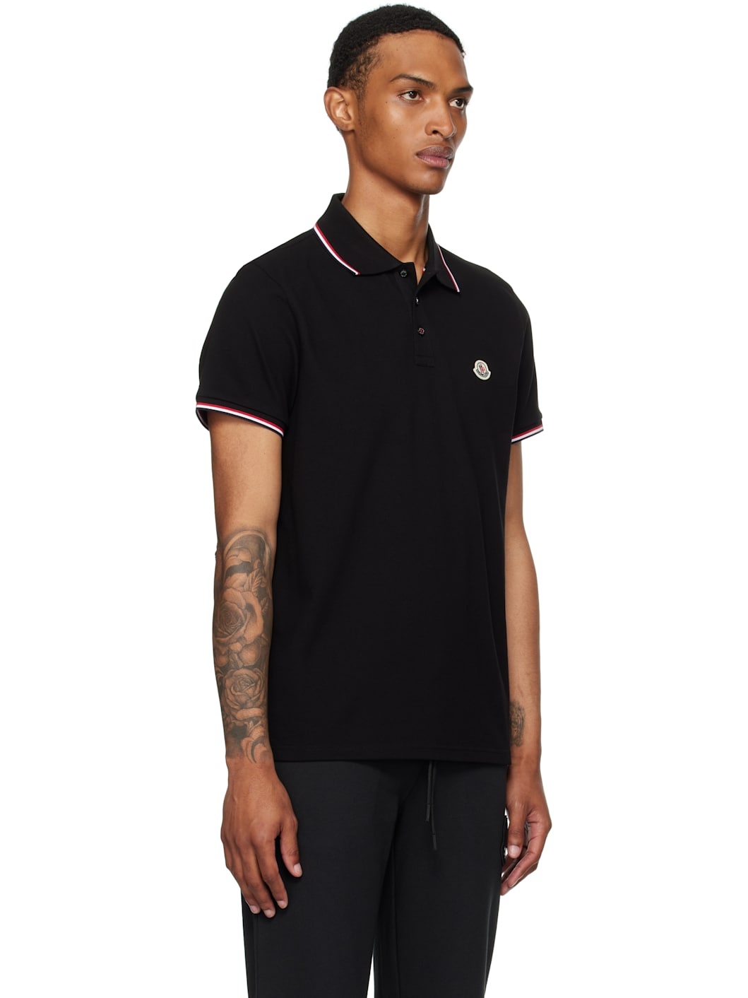 Black Tricolor-Trimmed Cotton Piquet Polo - 2