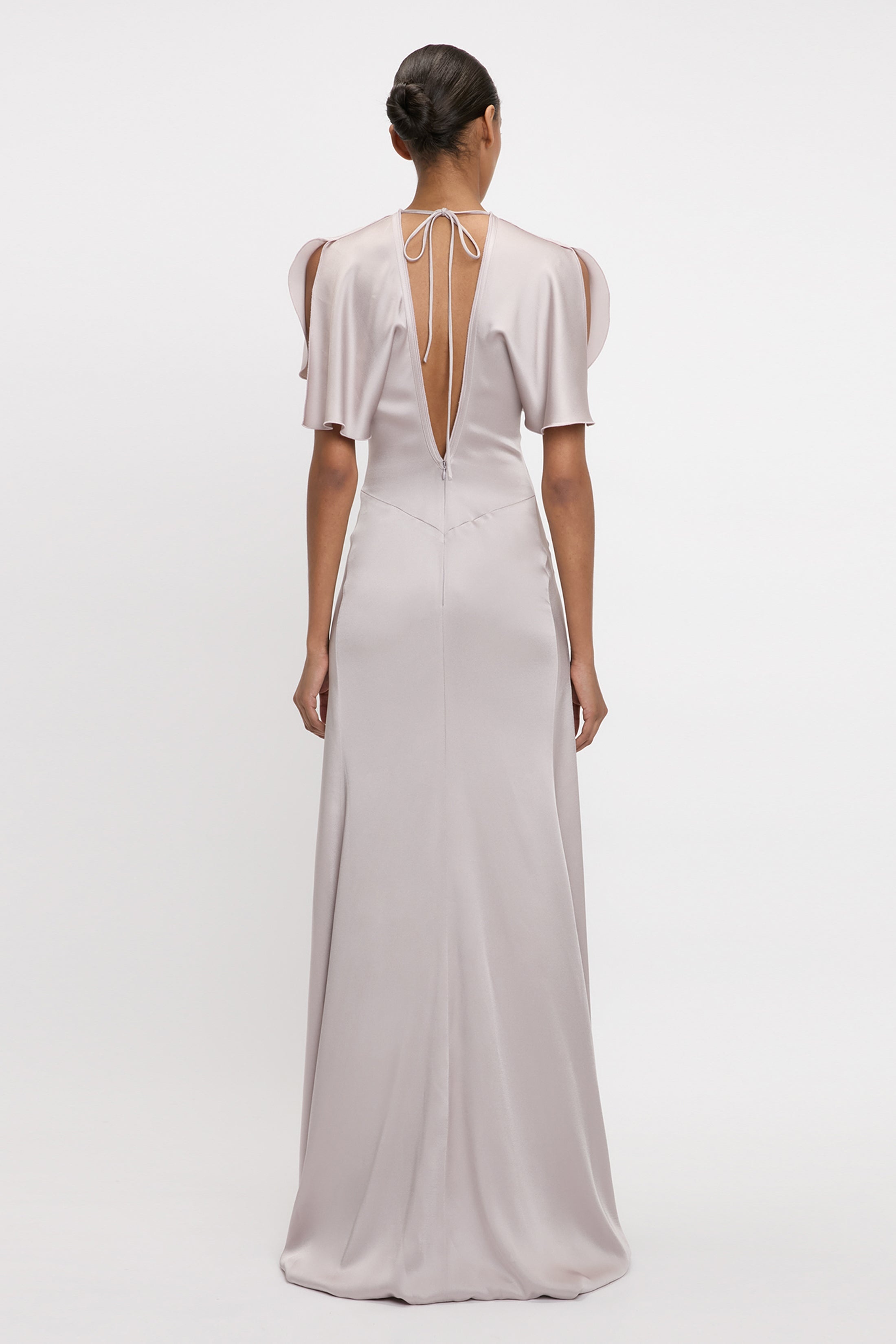 Gathered Waist Floor-Length Dress In Heather - 4