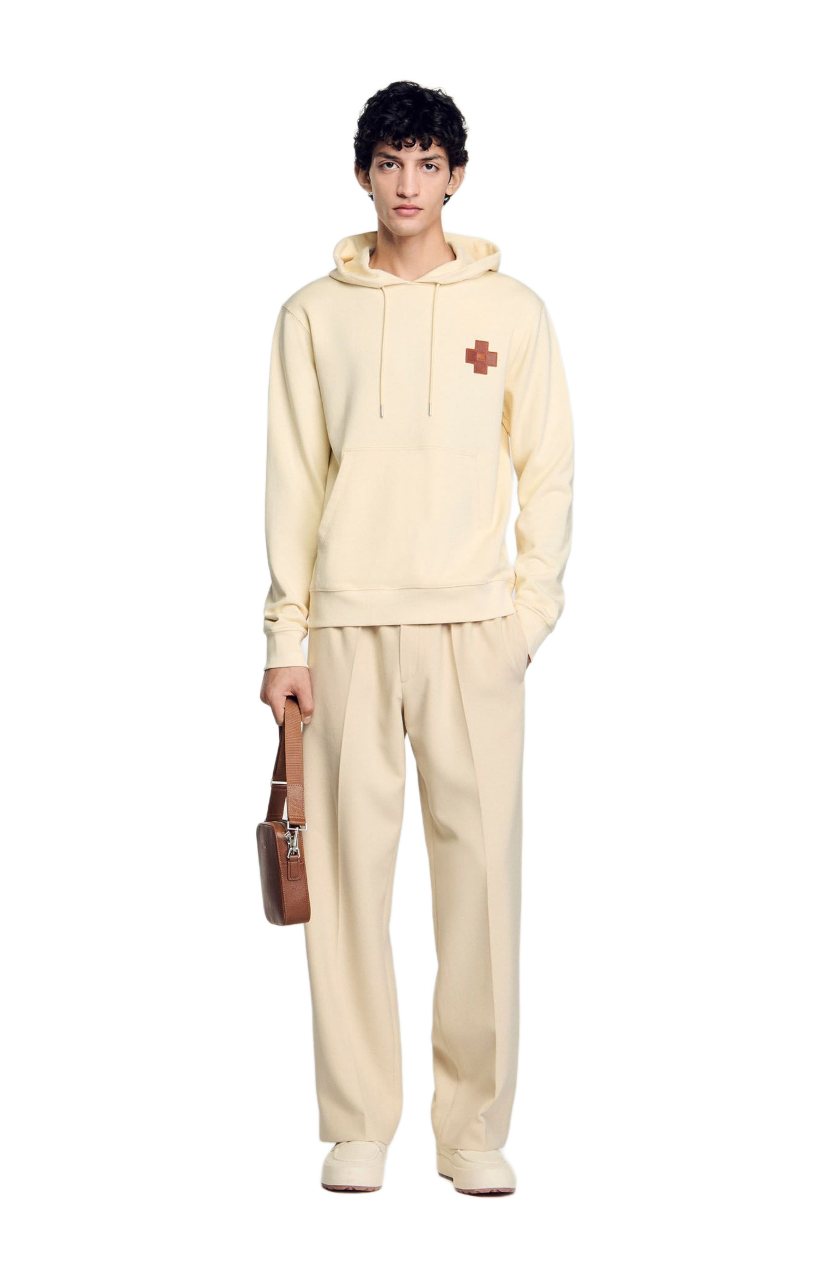 SANDRO Square Cross sweatshirt in Oats at Nordstrom - 6