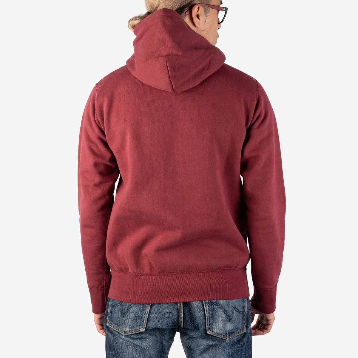 IHSW-59-BUR Printed 14oz Ultra Heavyweight Loopwheel Cotton Hoodie - Burgundy - 3