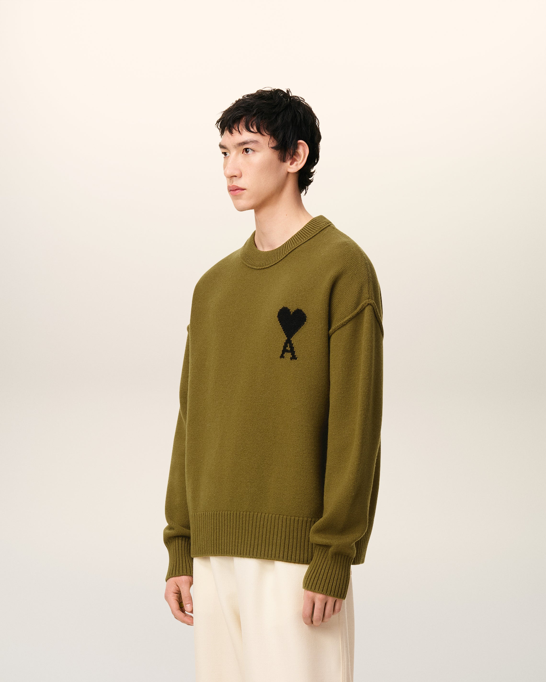 GREEN WOOL AMI DE COEUR CREWNECK SWEATER - 6