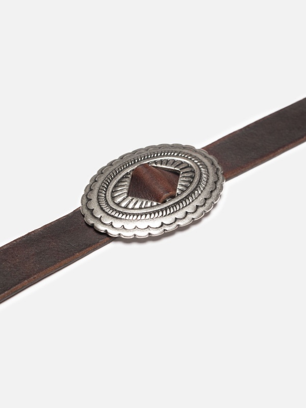 Western Concho Silver Belt Dark Brown - 4