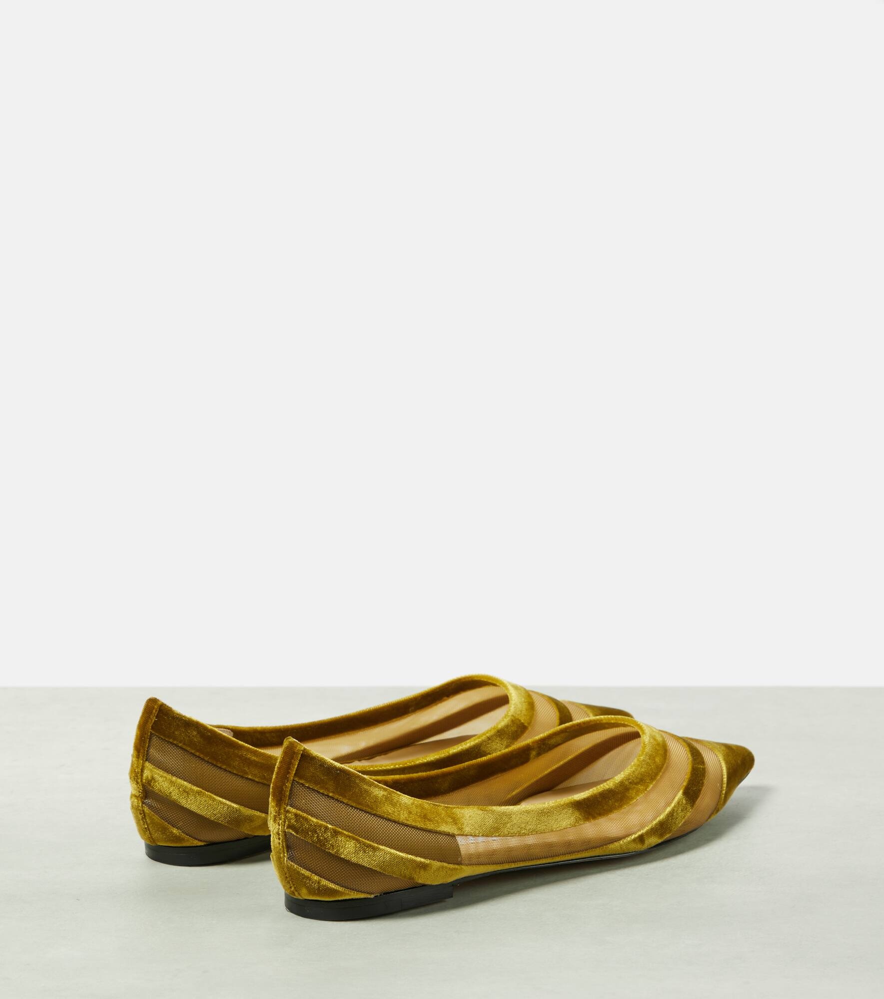 Love velvet-trimmed ballet flats - 3