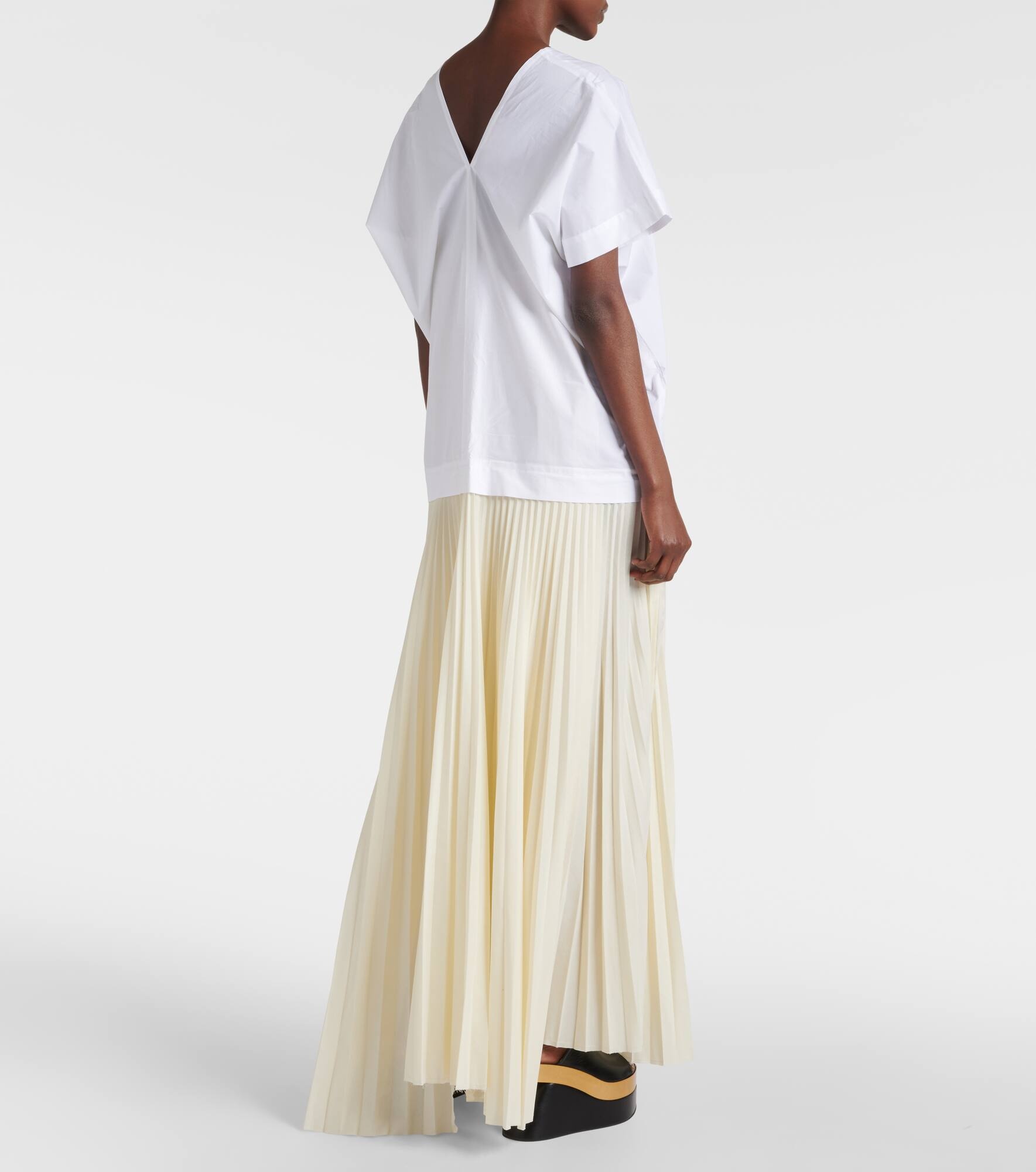 Pleated cotton-blend maxi dress - 3