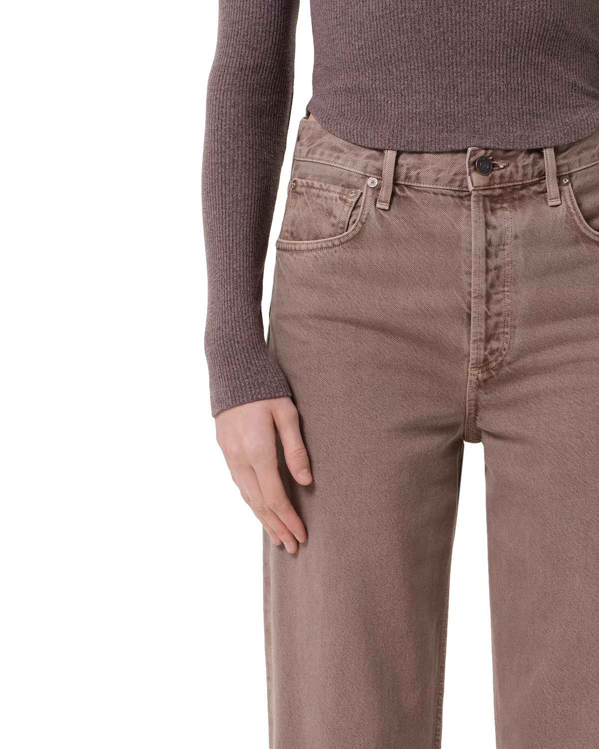 Ren High Rise Wide Leg Ankle Jeans in Ceramic - 5