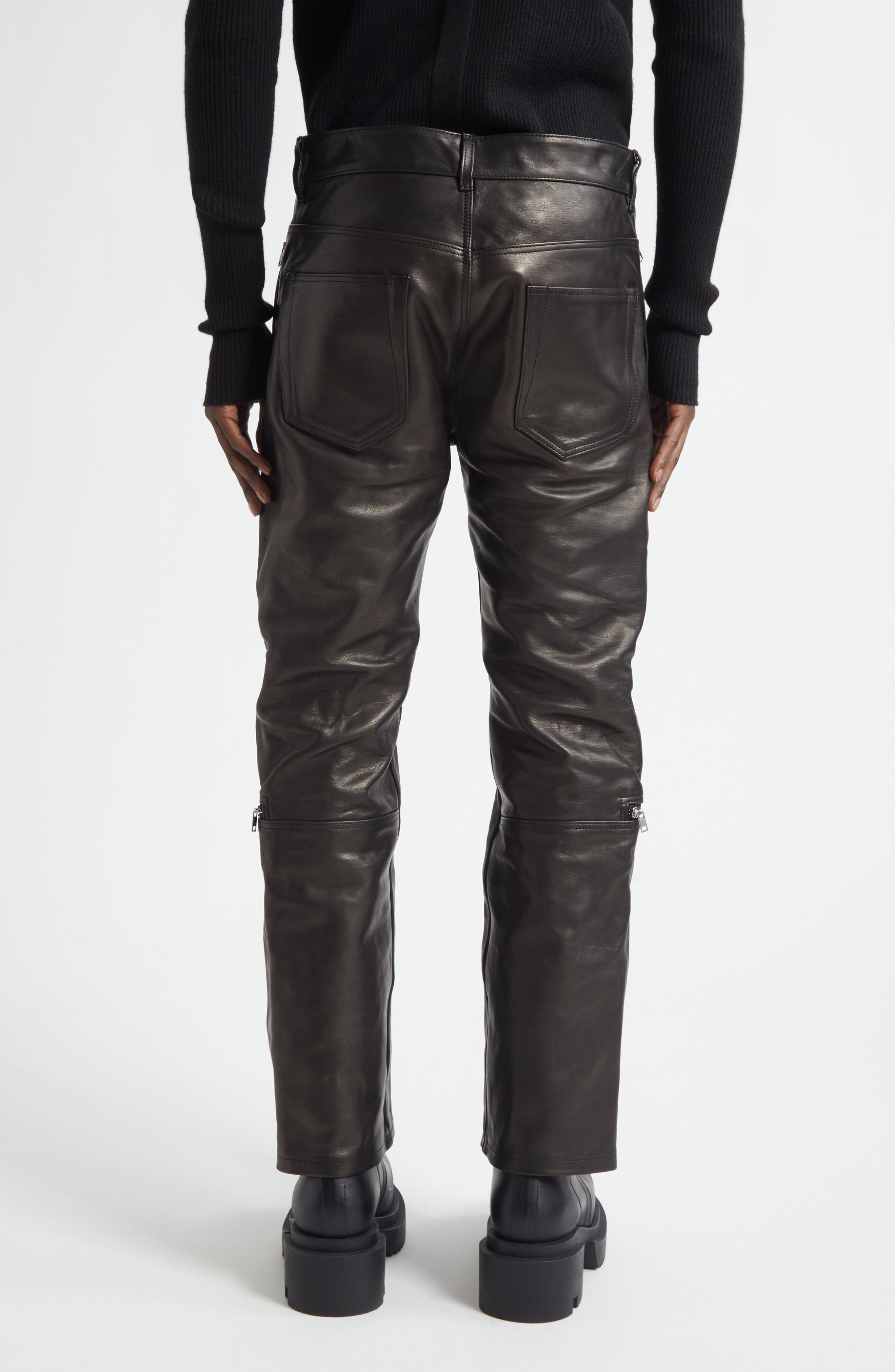 Rick Owens Concordians Headon Leather Jeans in Black at Nordstrom - 2