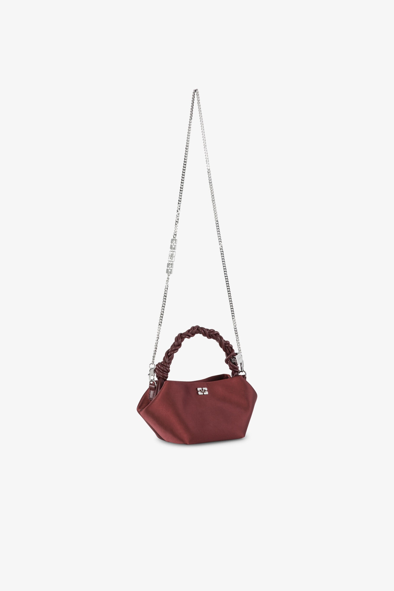 DARK BURGUNDY SATIN MINI GANNI BOU BAG - 2