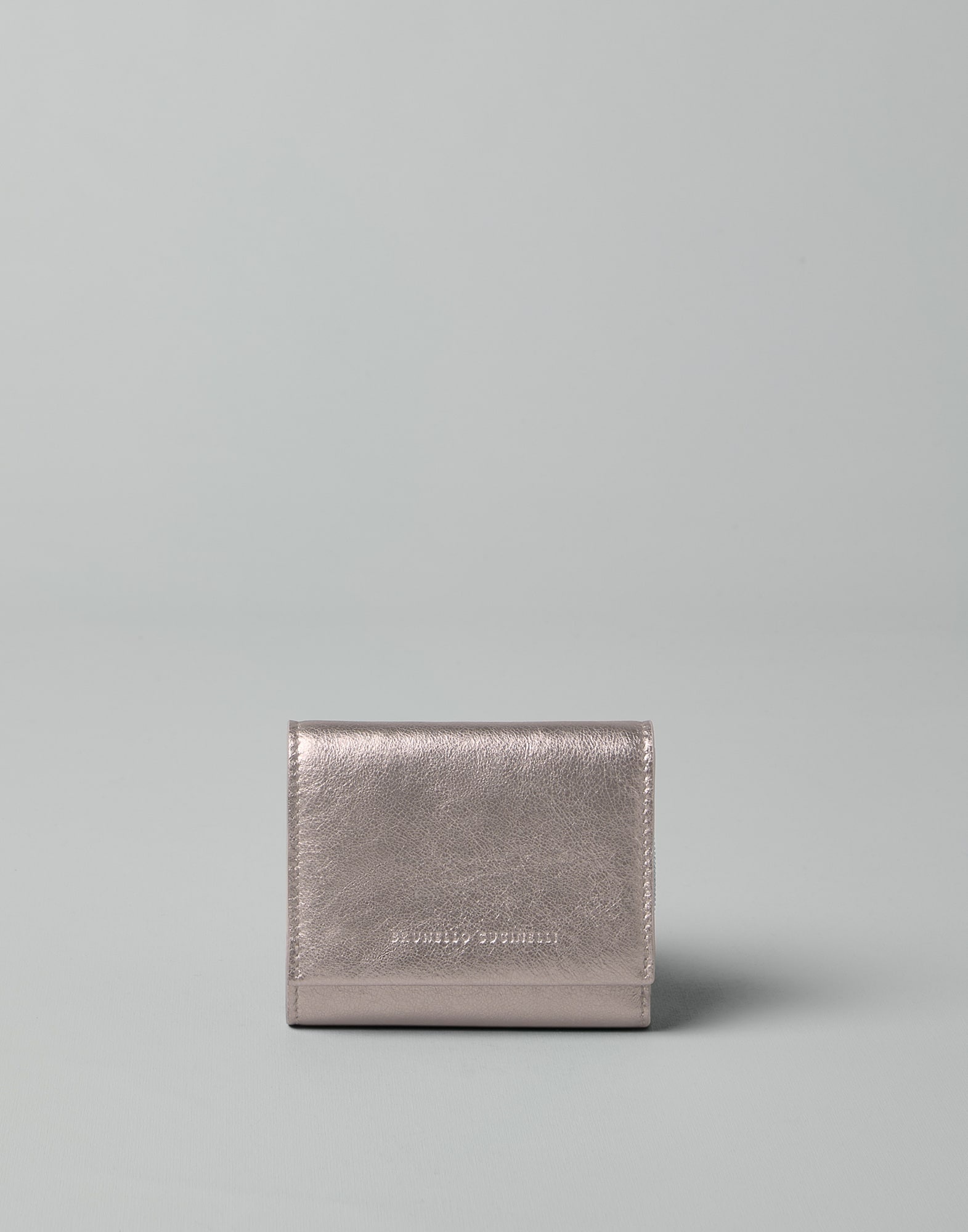 Lamé calfskin wallet with precious chain - 1