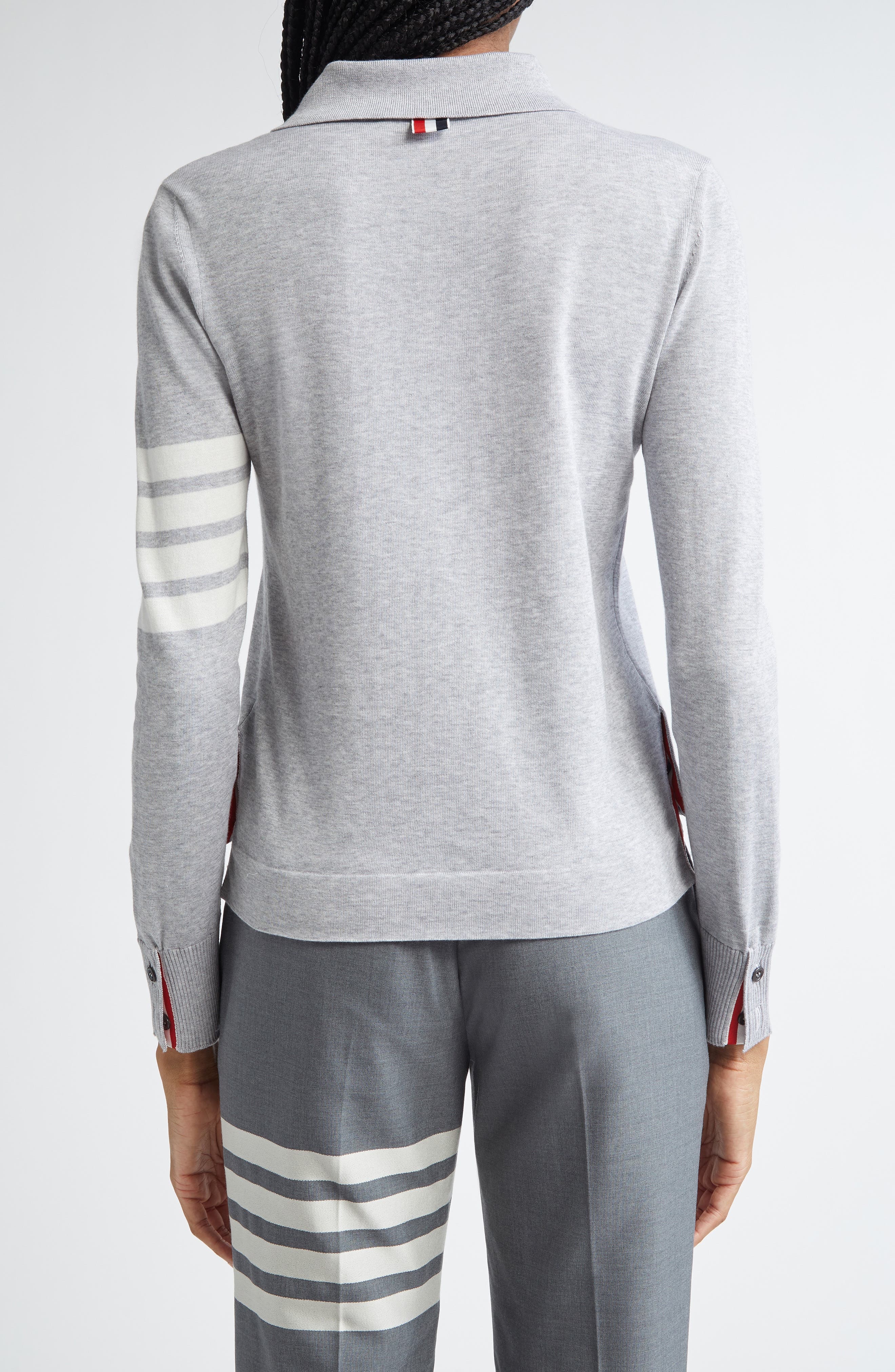 Thom Browne 4-Bar Jersey Stitch Cardigan in Light Grey at Nordstrom - 3