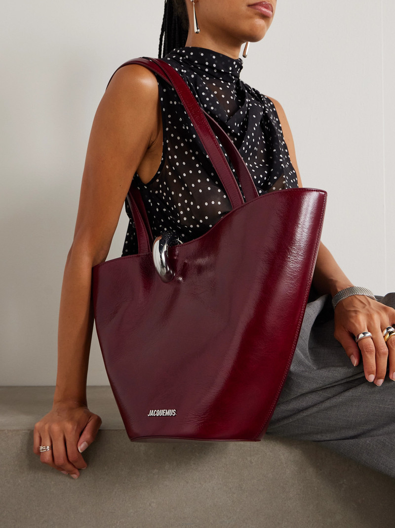 JACQUEMUS Le Bambola Moyen Embellished Crinkled-leather Bag outlook