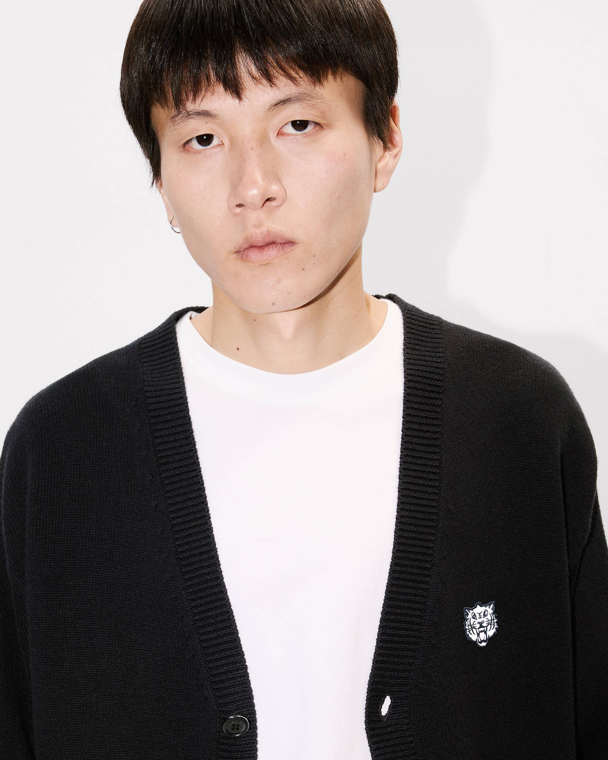 'KENZO Happy Tiger' embroidered cardigan in cotton merino wool - 6