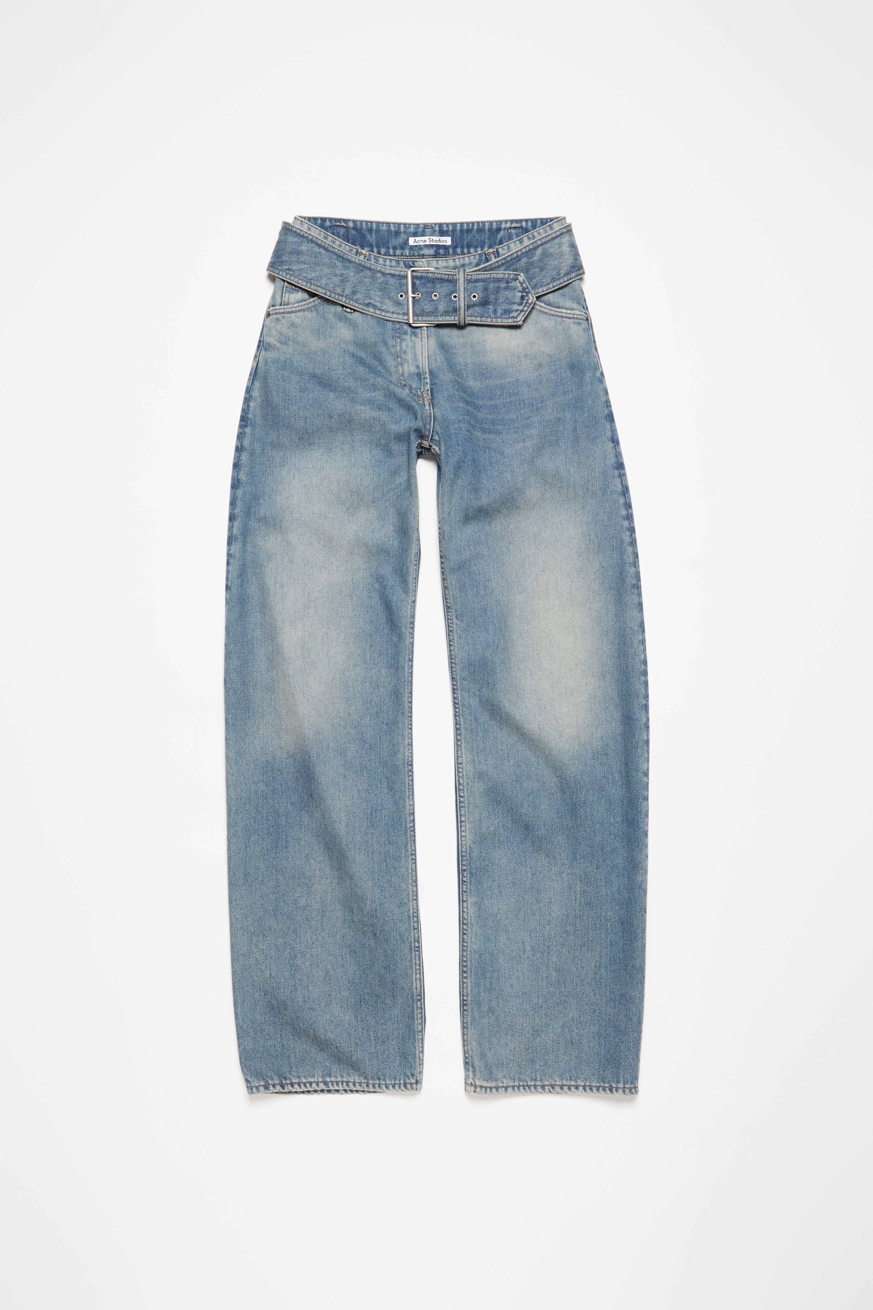 Belted jeans - Relaxed fit - Mid Blue - 10