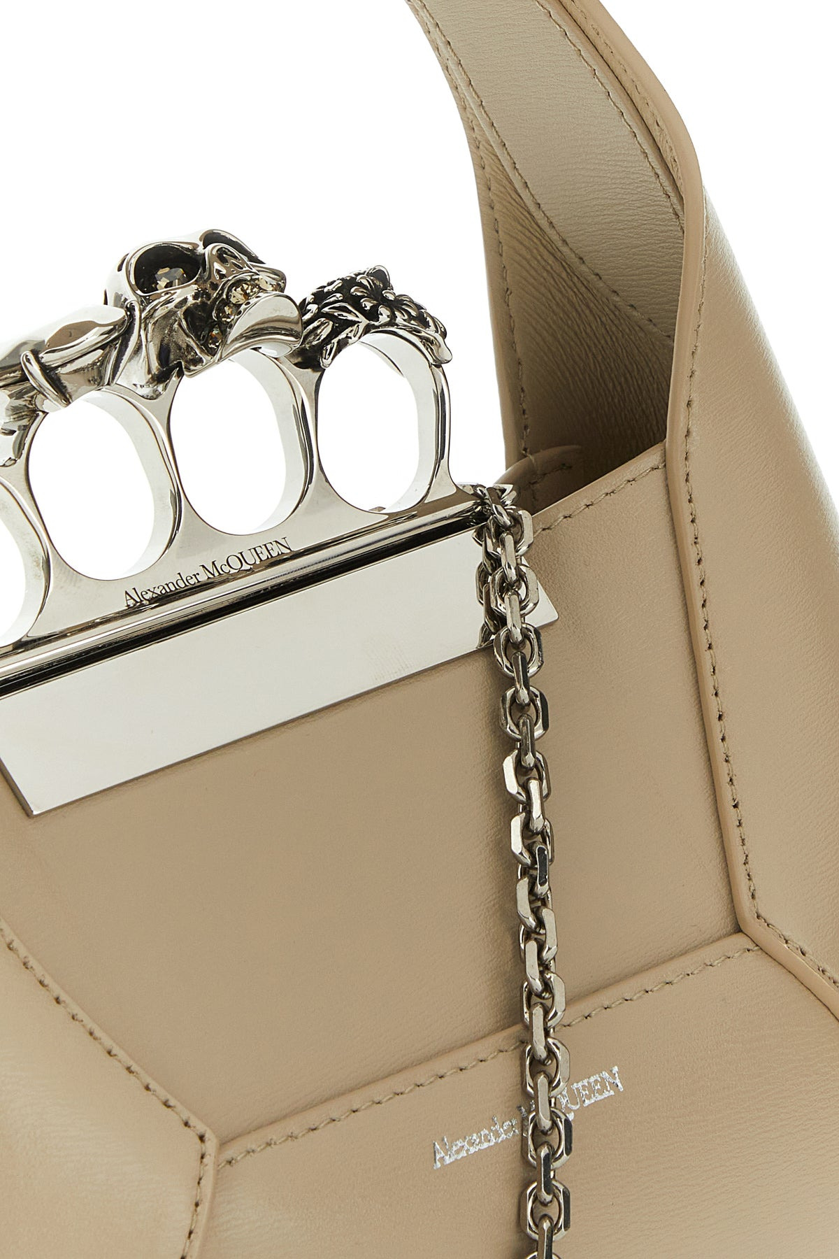 Sand leather mini Jewelled Hobo handbag - 4