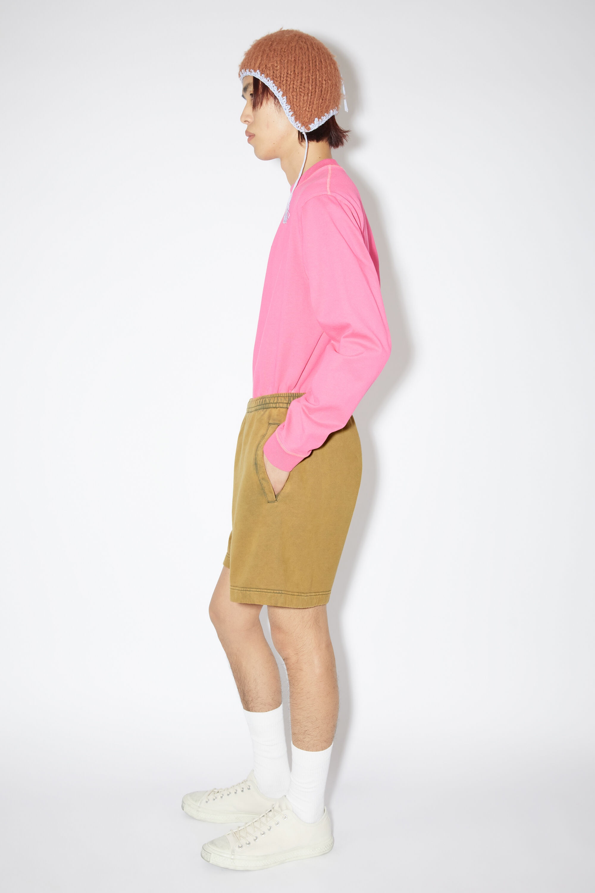 Cotton sweat shorts - Sage green - 4