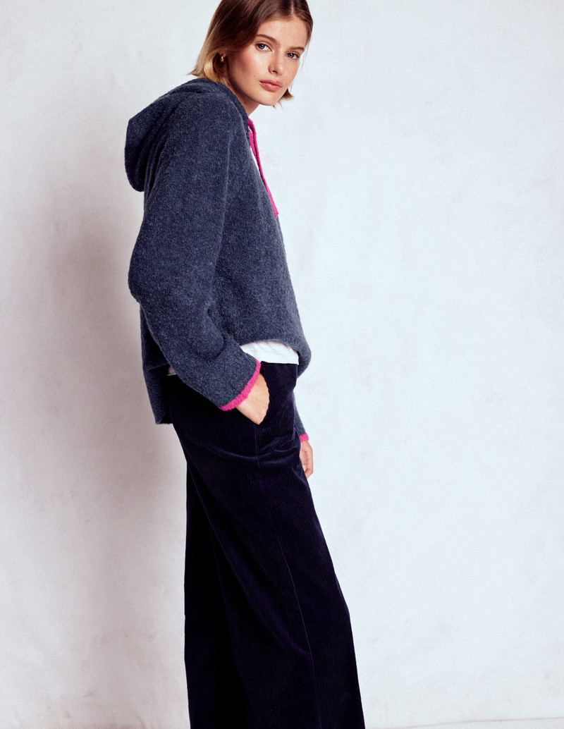 Bouclé Raglan Hoody-Navy 5