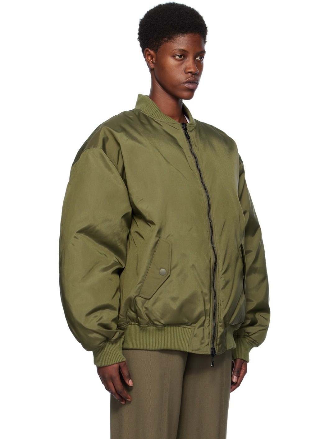 Khaki Reversible Down Bomber Jacket - 2