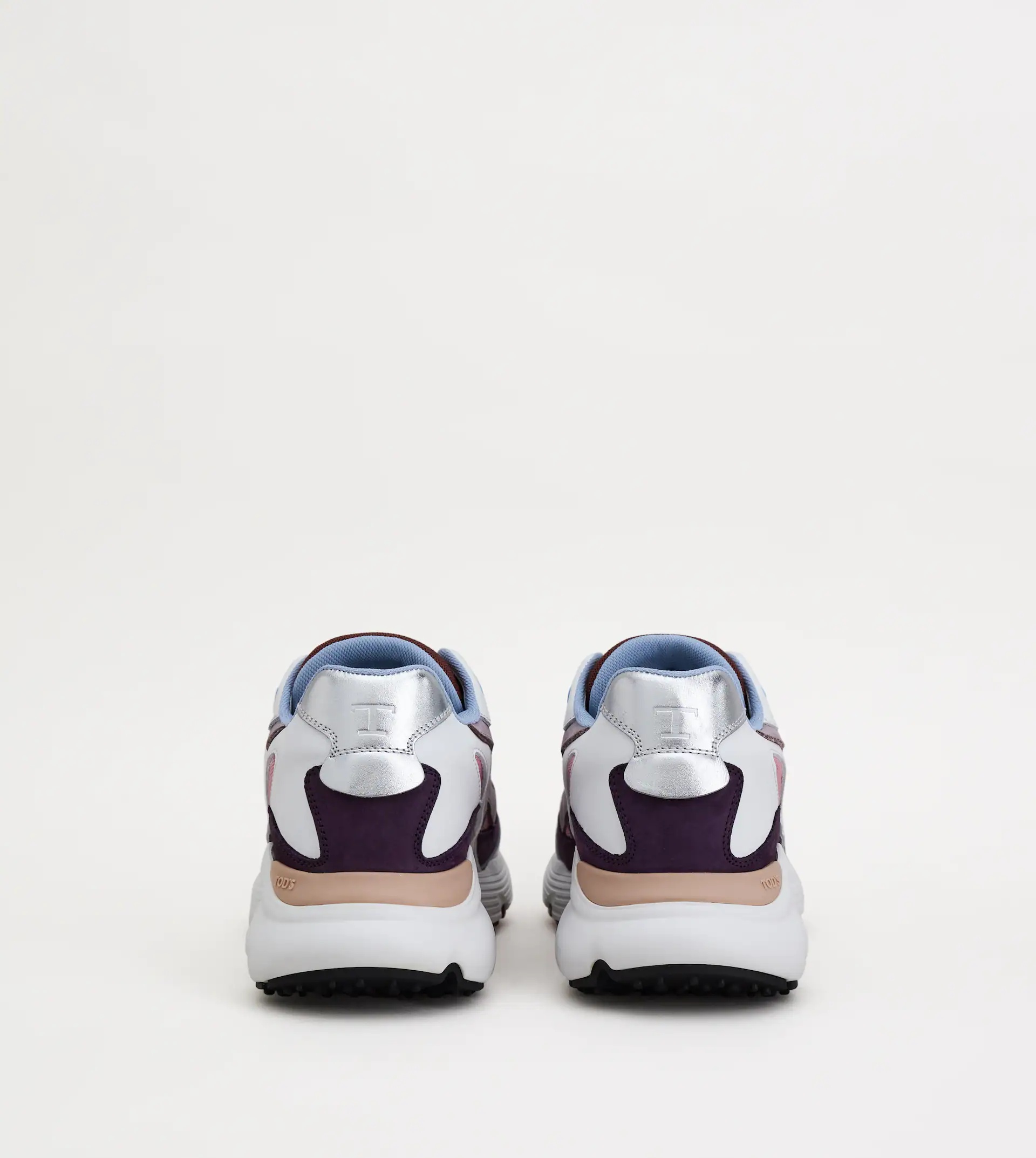SNEAKERS IN LEATHER AND HIGH-TECH FABRIC - WHITE, VIOLET, PINK - 2