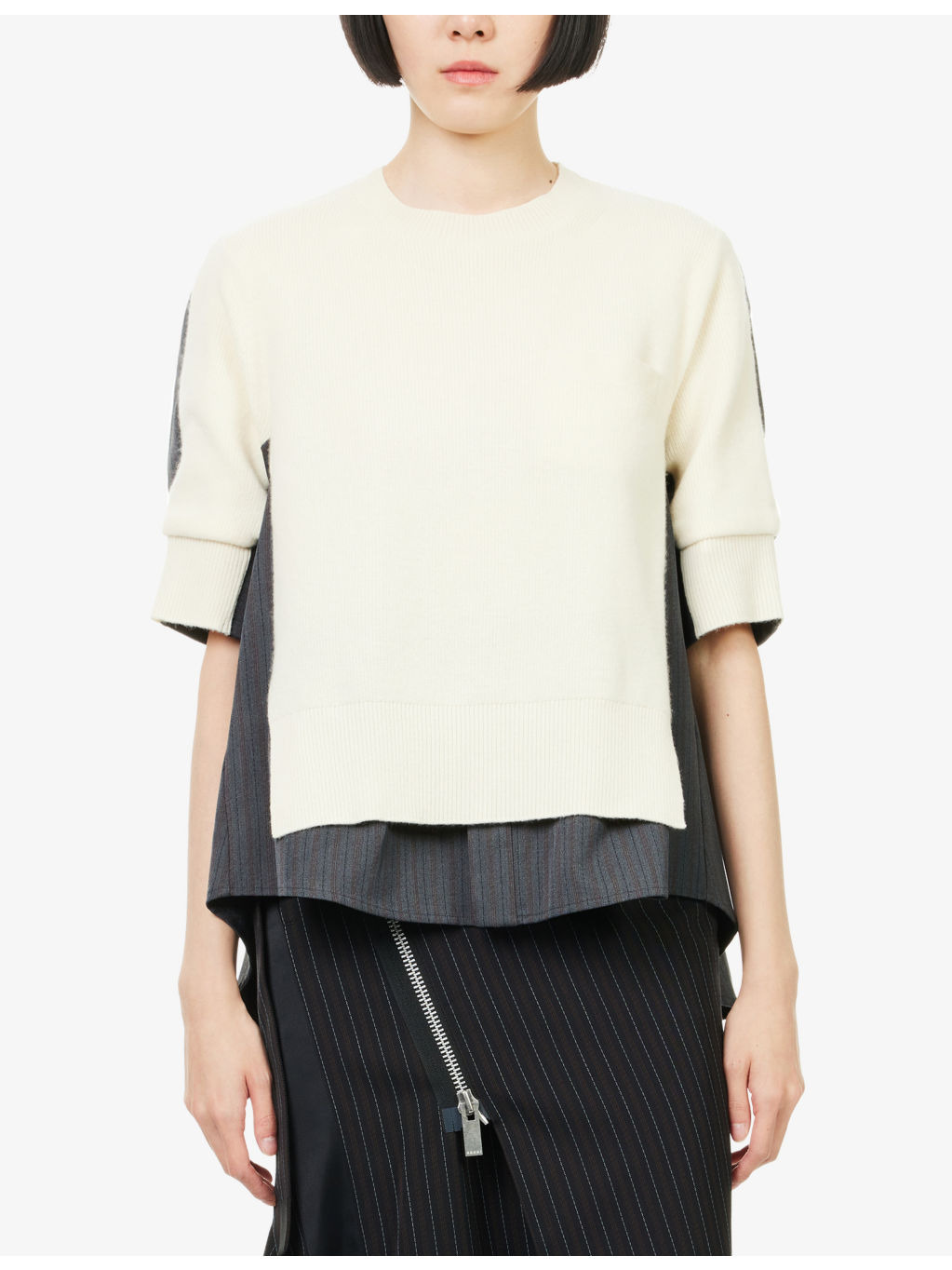 Stripe-Print Layered Wool Jumper - 3