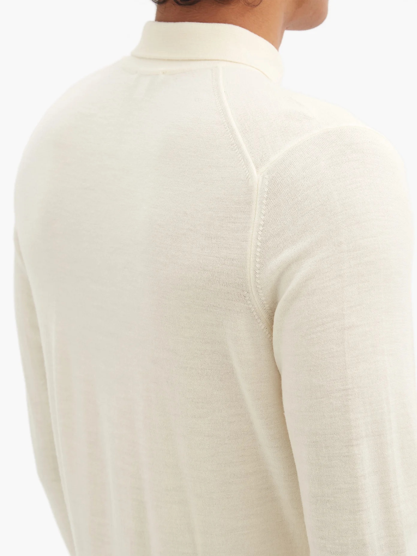 Long-sleeved merino-wool knitted polo shirt - 3