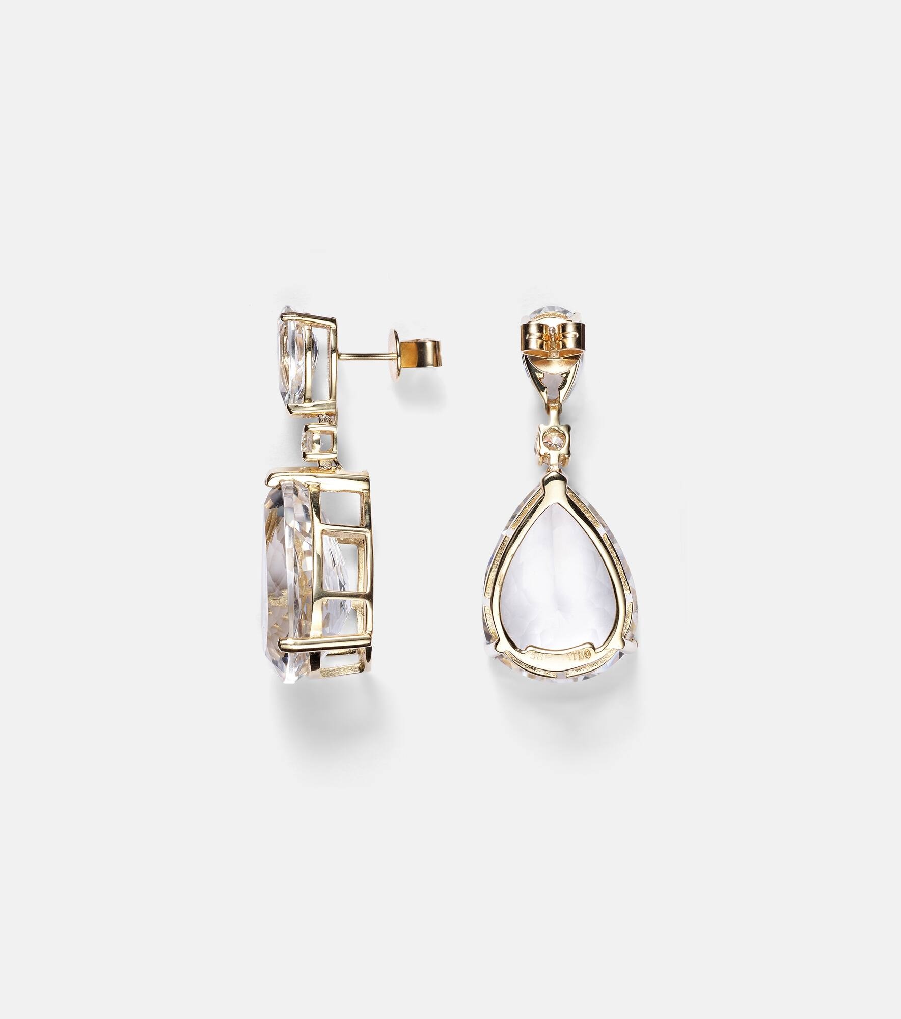 Sophia 14kt gold earrings with topaz and diamonds - 4