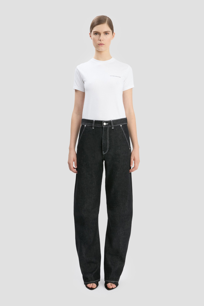 Victoria Beckham Twisted Low-Rise Slouch Jean In Washed Black outlook