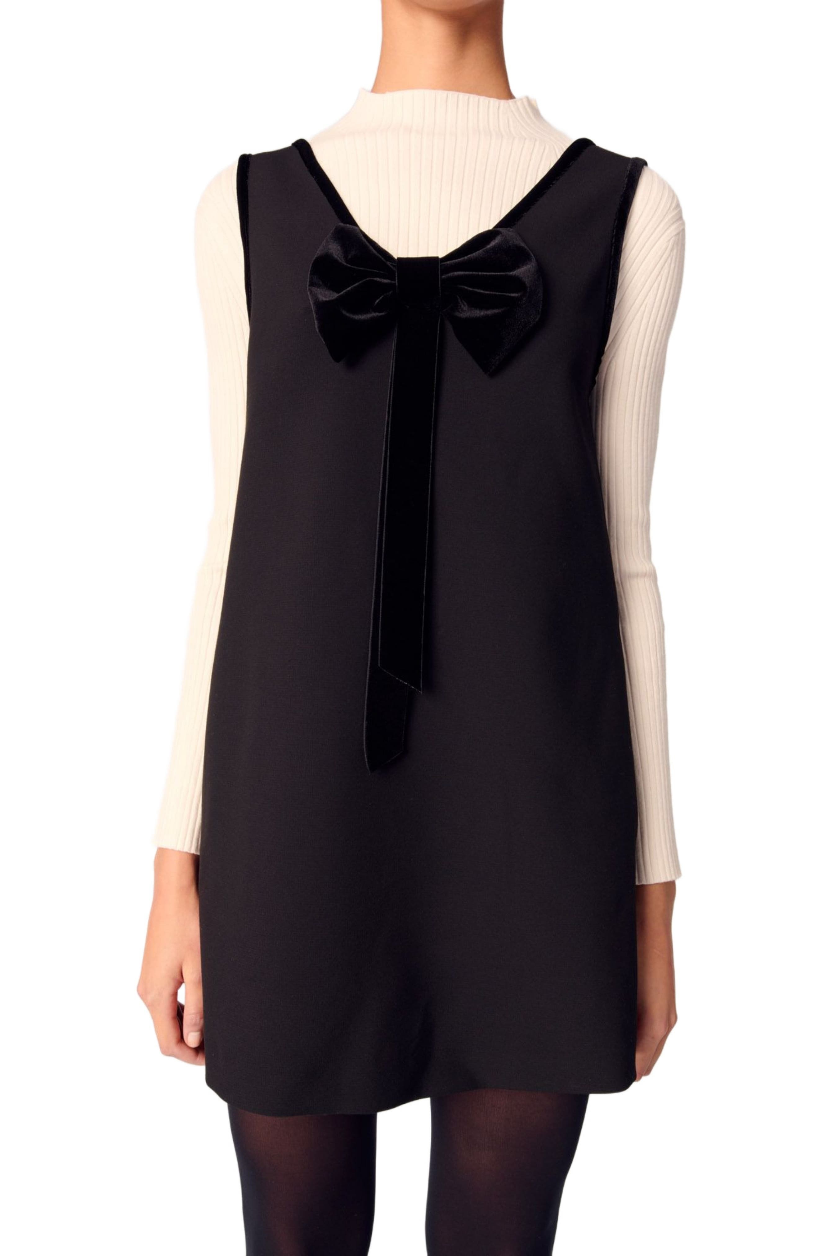 maje Pinafore dress with velvet collar in Black at Nordstrom - 5