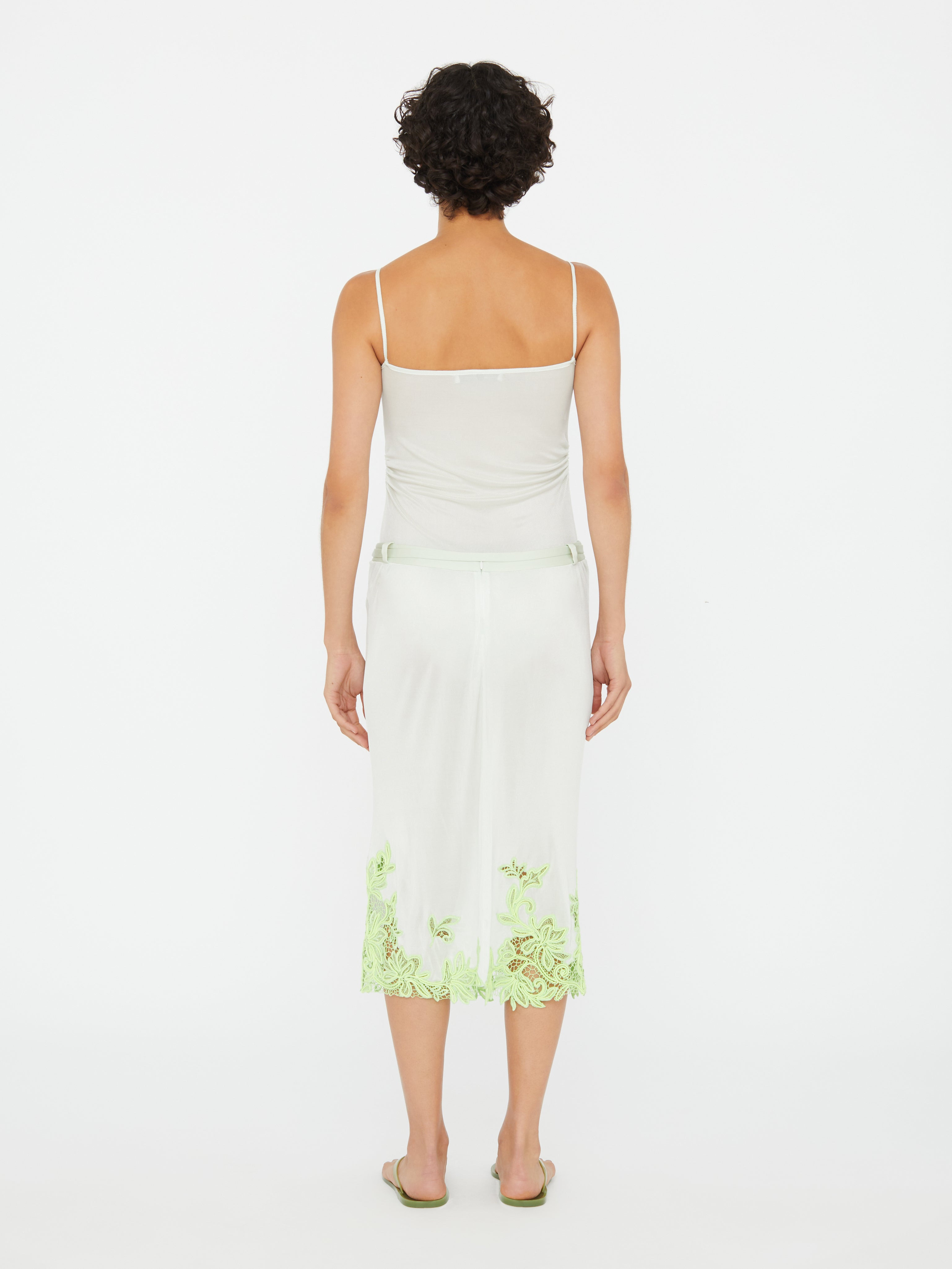 Hibiscus Embroidered Rib Skirt - 5