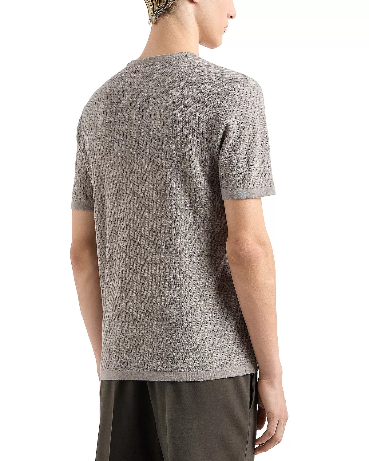 Short Sleeved Jacquard Sweater Tee - 3