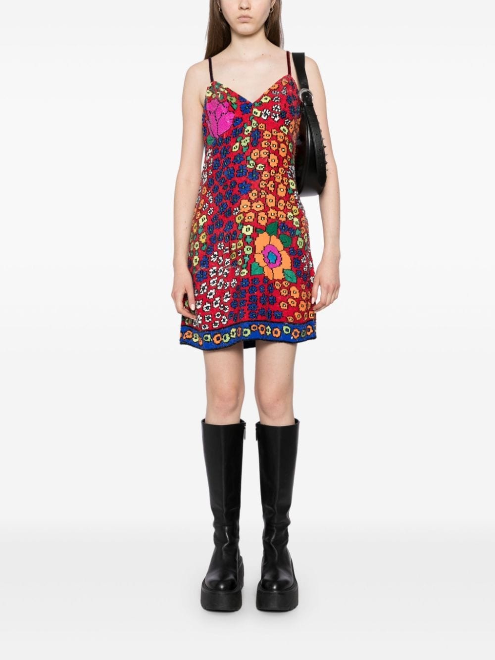 sequin floral-pattern dress - 2