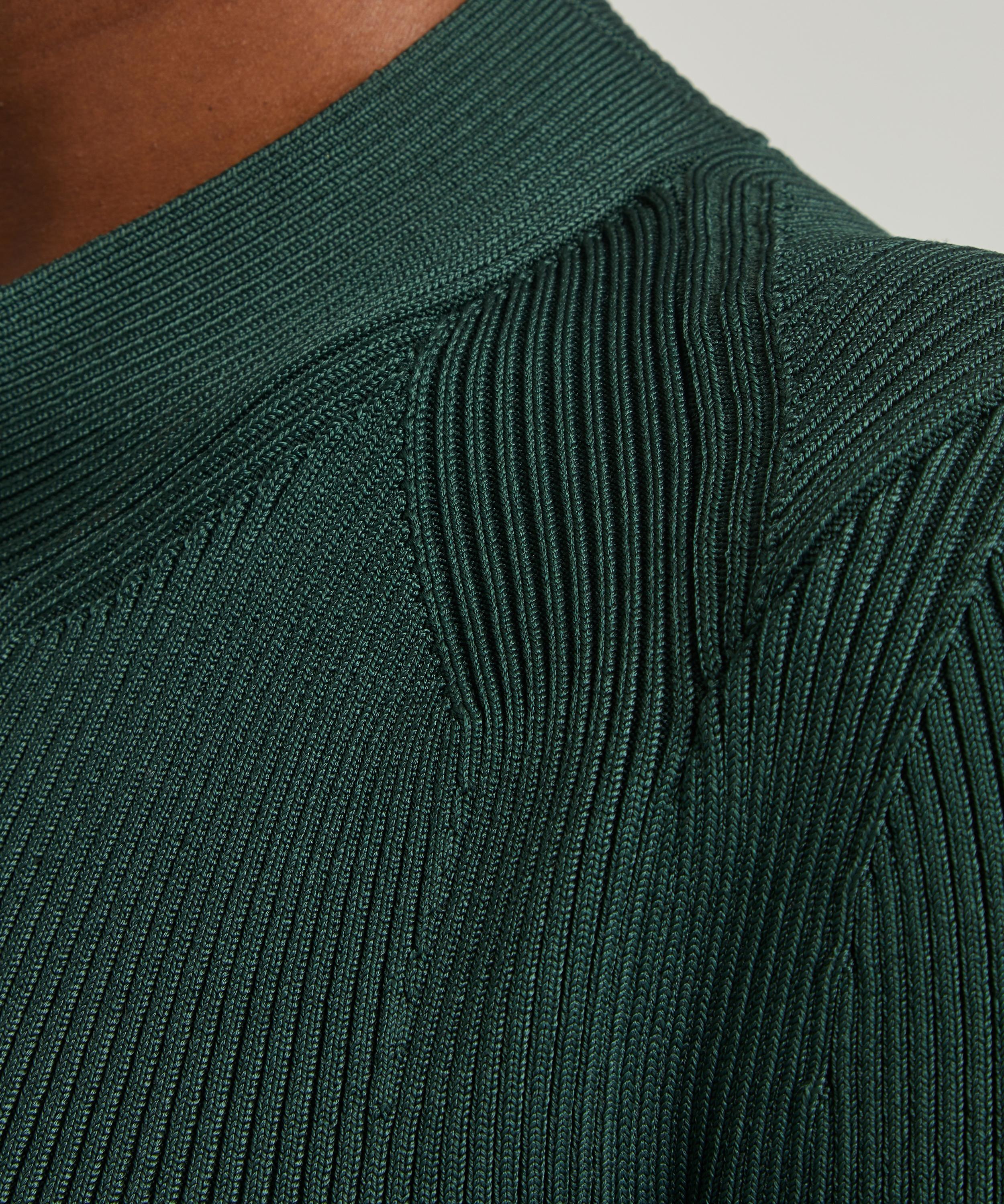 Asymmetric Compact Rib Sweater Dress - 5