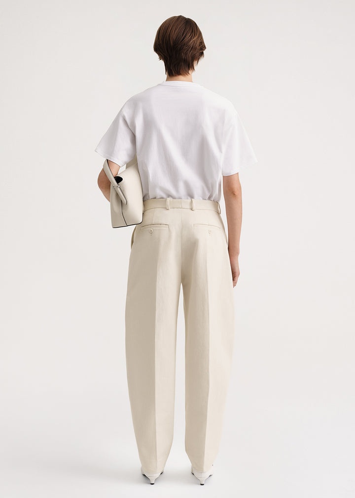 Barrel leg cotton trousers ecru - 4