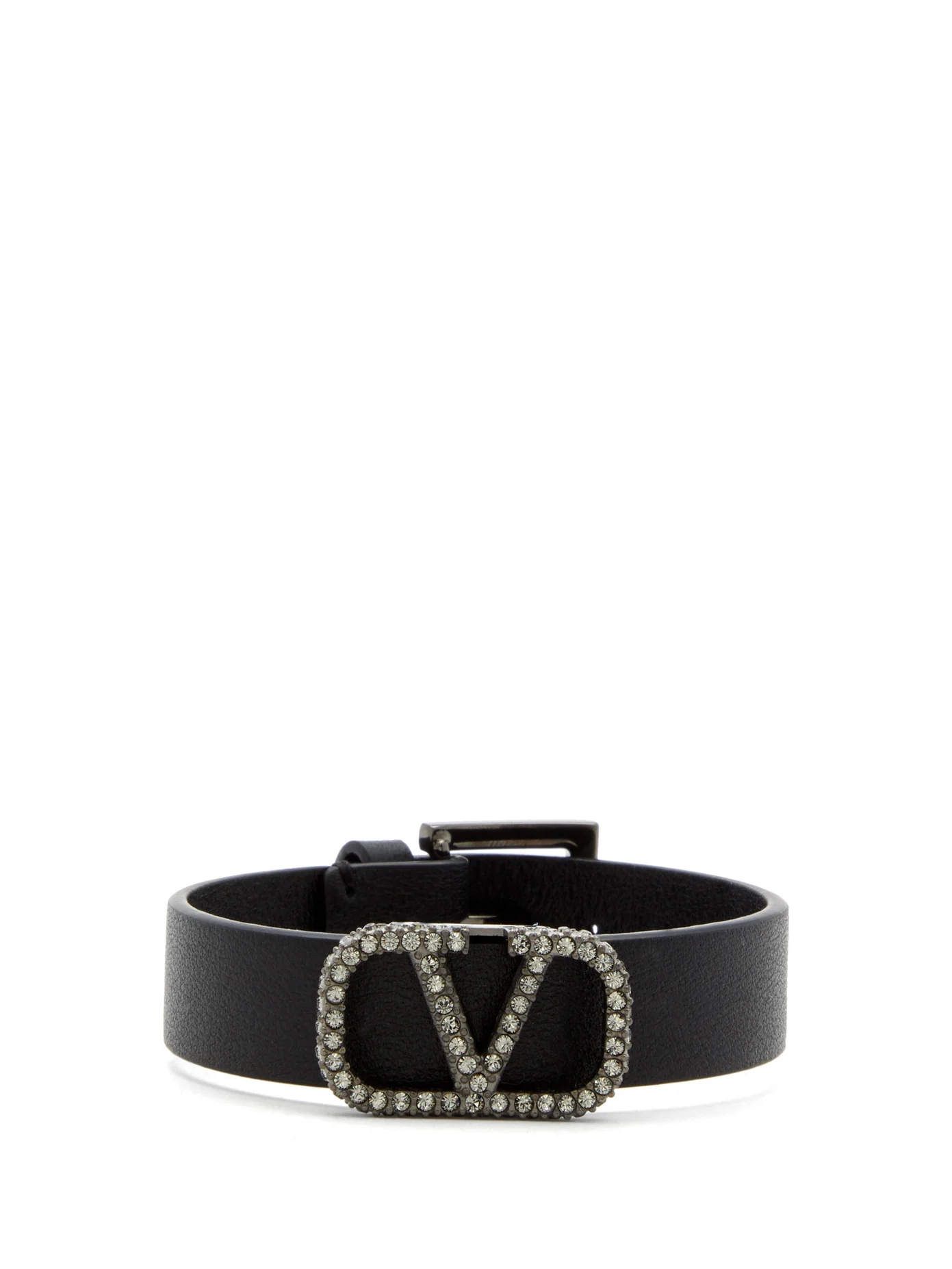 Crystal-embellished monogram leather bracelet - 1