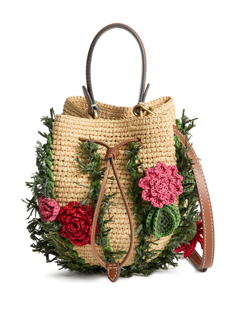 Anya Hindmarch Raffia Floral Bucket Bag 1