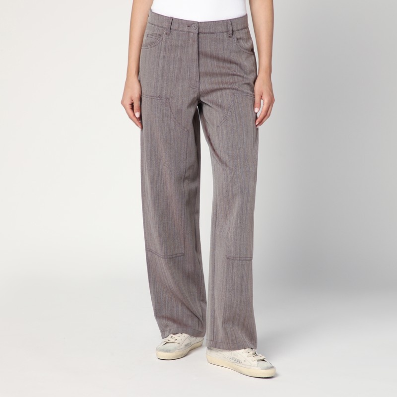 Light brown pants in chevron wool blend - 1