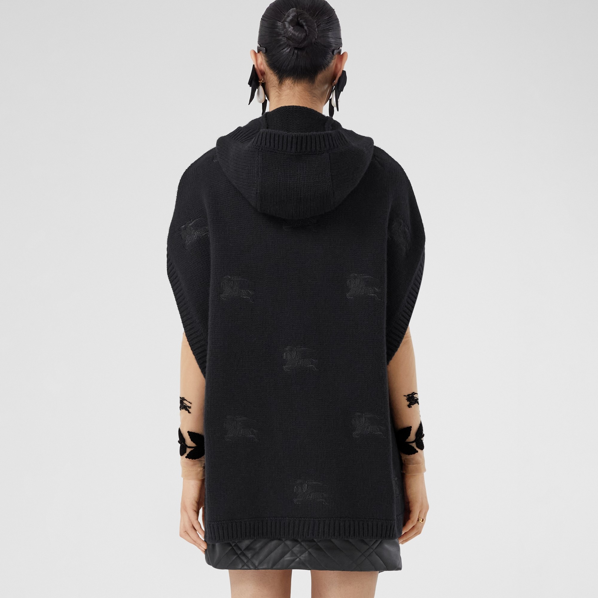 Embroidered EKD Wool Cashmere Hooded Cape 3