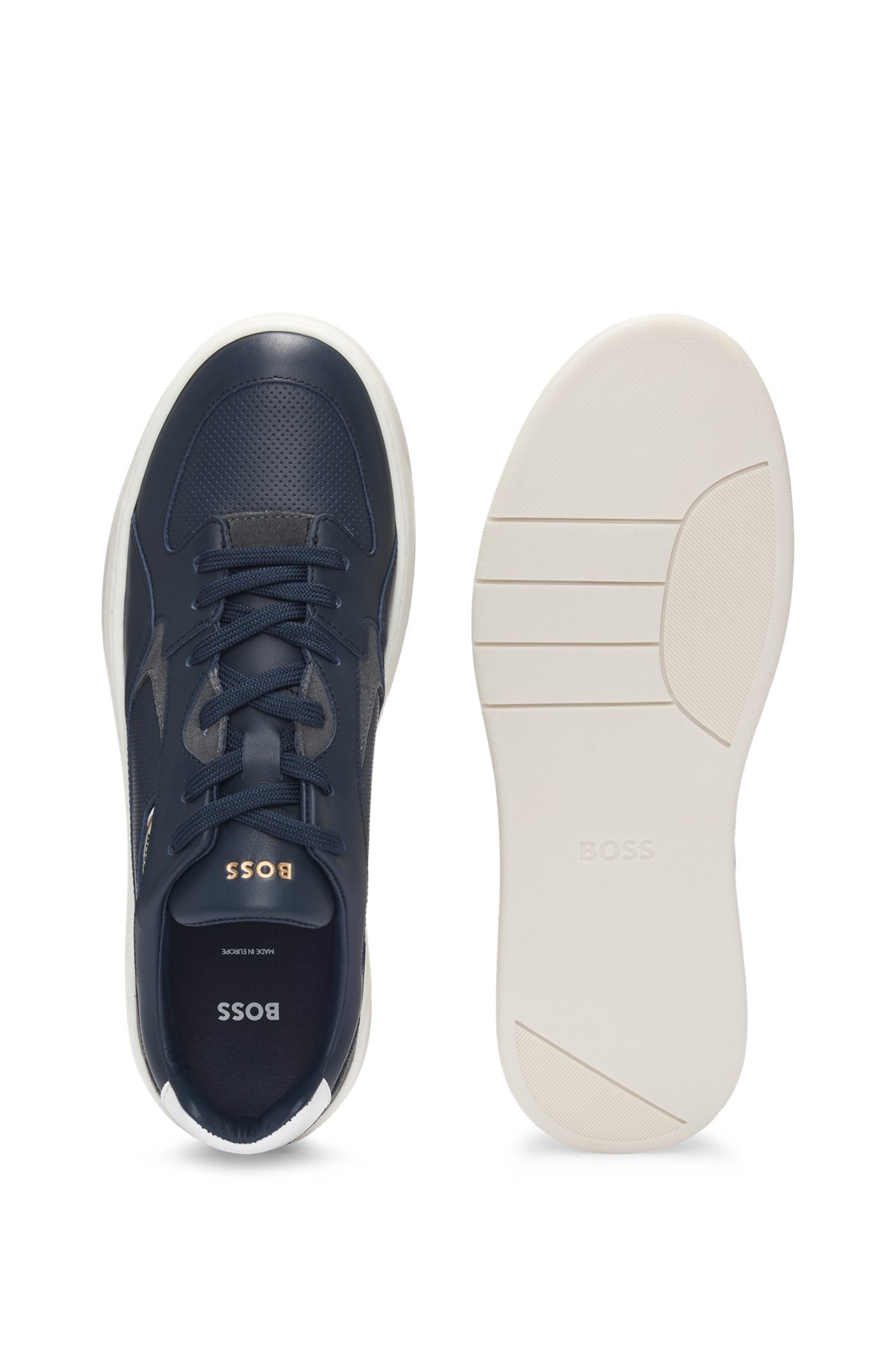 MIXED-LEATHER TRAINERS WITH LAYERED UPPER - 4